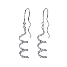 Load image into Gallery viewer, Sterling Silver Rhodium Plated Spiral Dangling Hook Earrings