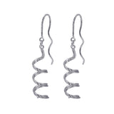 Sterling Silver Rhodium Plated Spiral Dangling Hook Earrings