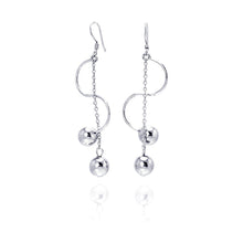 Load image into Gallery viewer, Sterling Silver Rhodium Plated Two Hanging Ball Twisted Dangling Hook Earrings