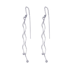 Load image into Gallery viewer, Sterling Silver Rhodium Plated Two twisted Wire Threaded Hanging Ball  Hook Earrings