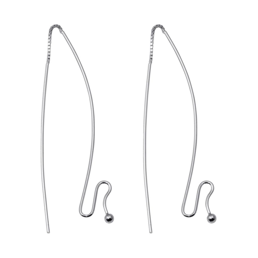 Sterling Silver Rhodium Plated Dangling Wire Hanging Ball Hook  Earrings
