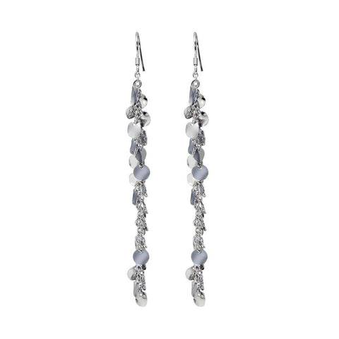 Sterling Silver  Rhodium Plated Dangling Hook Earrings