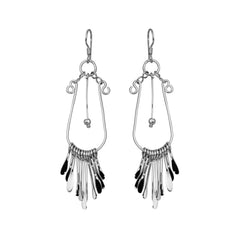 Sterling Silver Rhodium Plated  Open Teardrop Dangling Chandelier Hook Earrings