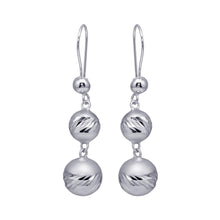 Load image into Gallery viewer, Sterling Silver Rhodium Plated Three Graduated Dangling Spheres Hook  Earrings