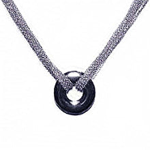 Load image into Gallery viewer, Sterling Silver Classy Multi-Chain Necklace with Open Black Circle Pendant