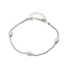 Load image into Gallery viewer, Sterling Silver Rhodium Plated Pop Corn Chain Italian Bracelet With Oval Bead Accents