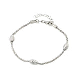 Sterling Silver Rhodium Plated Pop Corn Chain Italian Bracelet With Oval Bead Accents