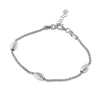 Load image into Gallery viewer, Sterling Silver Rhodium Plated Pop Corn Chain Oval Bead Accents Italian Bracelet