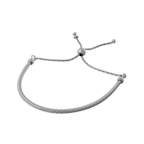 Sterling Silver Rhodium Plated Italian Lariat Bracelet