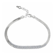 Load image into Gallery viewer, Sterling Silver Rhodium Plated Double Strand CZ Bracelet