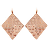 Sterling Silver Rose Gold Plated Diamond Hook Earrings with Heart Shapes Design and Earring Dimensions of 53MMx43MM