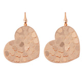 Sterling Silver Rose Gold Plated Heart Hook Earrings with Heart Shapes Design and Earring Dimensions of 35MMx29MM