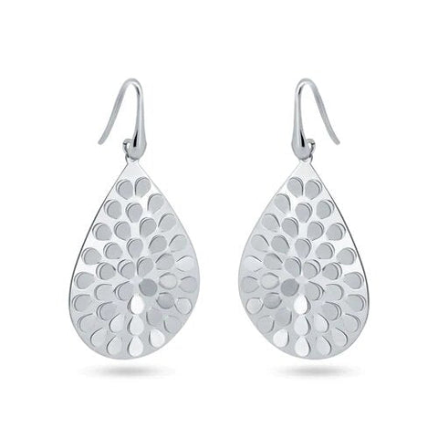 Sterling Silver Rhodium Plated Pear Shape Earrings