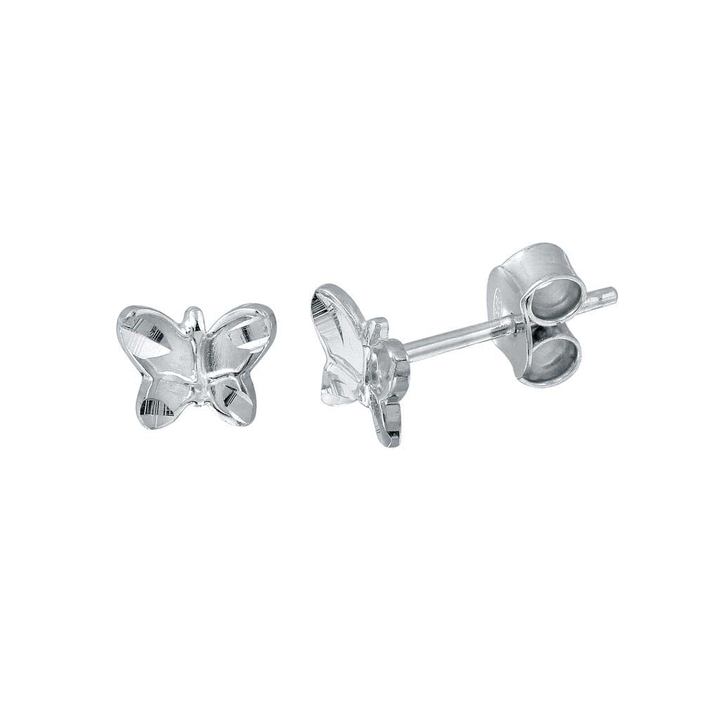 Sterling Silver Rhodium Plated DC Butterfly Earrings