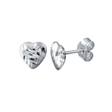 Load image into Gallery viewer, Sterling Silver Rhodium Plated DC Heart Stud Earrings