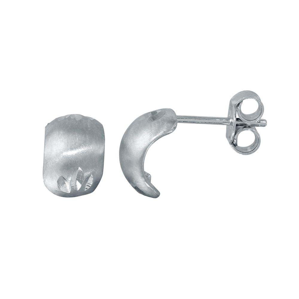 Sterling Silver Rhodium Plated DC Huggie Semi Hoop Earrings