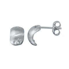 Sterling Silver Rhodium Plated DC Huggie Semi Hoop Earrings
