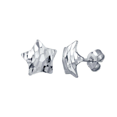 Sterling Silver Rhodium Plated DC Star Stud Earrings