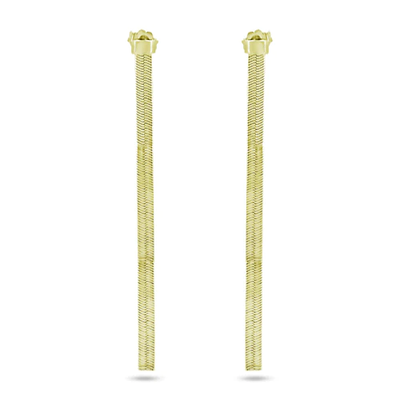 Sterling Silver Gold Plated Herringbone Dangling Stud Earrings