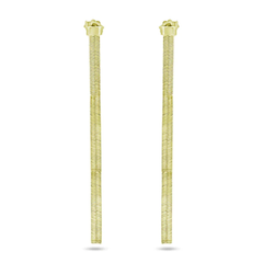 Sterling Silver Gold Plated Herringbone Dangling Stud Earrings