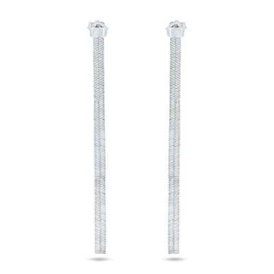 Sterling Silver Rhodium Plated Herringbone Dangling Stud Earrings