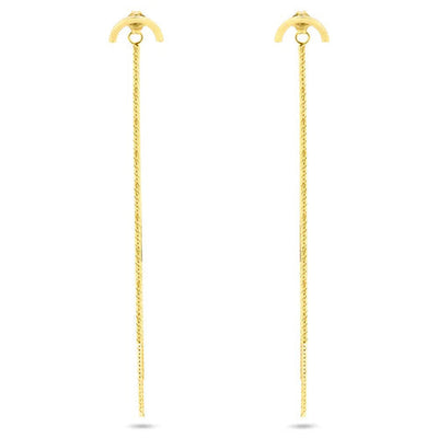 Sterling Silver Gold Plated Multi Herringbone Dangling Crescent Stud Earrings