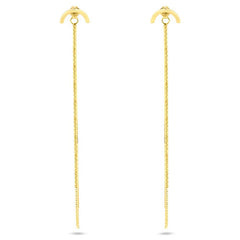 Sterling Silver Gold Plated Multi Herringbone Dangling Crescent Stud Earrings