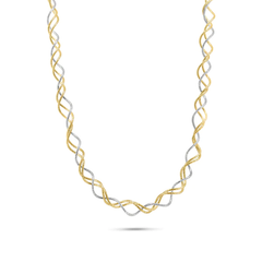 Sterling Silver Two Toned Gold and Rhodium Plated Triple Twisted Italian Necklace