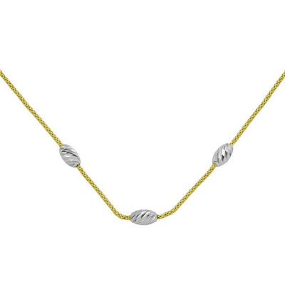 Sterling Silver Gold Plated Three Bead Necklace