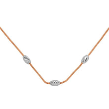 Load image into Gallery viewer, Sterling Silver Rose Gold Plated Three Bead Necklace