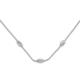 Sterling Silver Rhodium Plated Three Bead Necklace