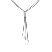 Load image into Gallery viewer, Sterling Silver Rhodium Plated Multi Strands CZ Encrusted Bar Lariat Italian Necklace