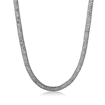 Italian Sterling Silver Black Rhodium Plated Thin Mesh NecklaceAnd Lobster Claw Clasp and Chain Length of 16   1  Extension