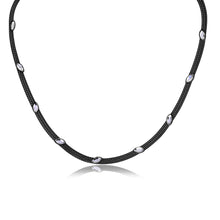 Load image into Gallery viewer, Sterling Silver Black Rhodium Plated Italian Necklace With Marquise Stone Crystals