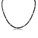 Sterling Silver Black Rhodium Plated Italian Necklace With Marquise Stone Crystals