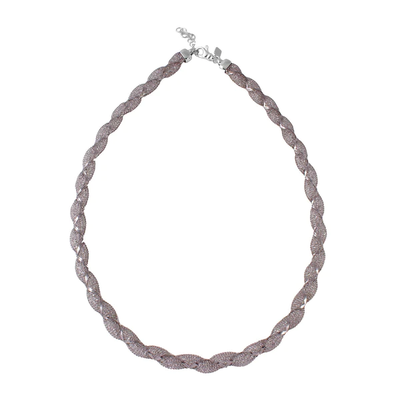 Sterling Silver Black Rhodium Plated Mesh WrapInlay Swarovski Crystals Necklace