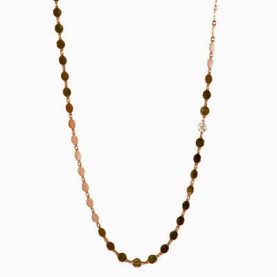 Sterling Silver Rose Gold Plated Flat Circle Necklace