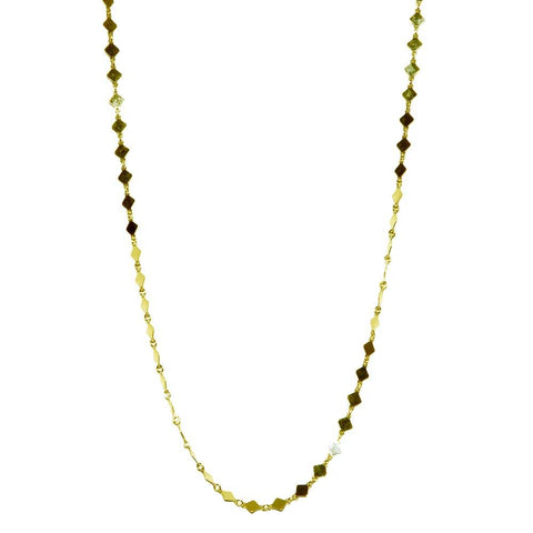 Sterling Silver Gold Plated Flat Diamond Square Necklace