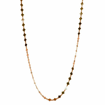 Sterling Silver Rose Gold Plated Flat Diamond Square Necklace