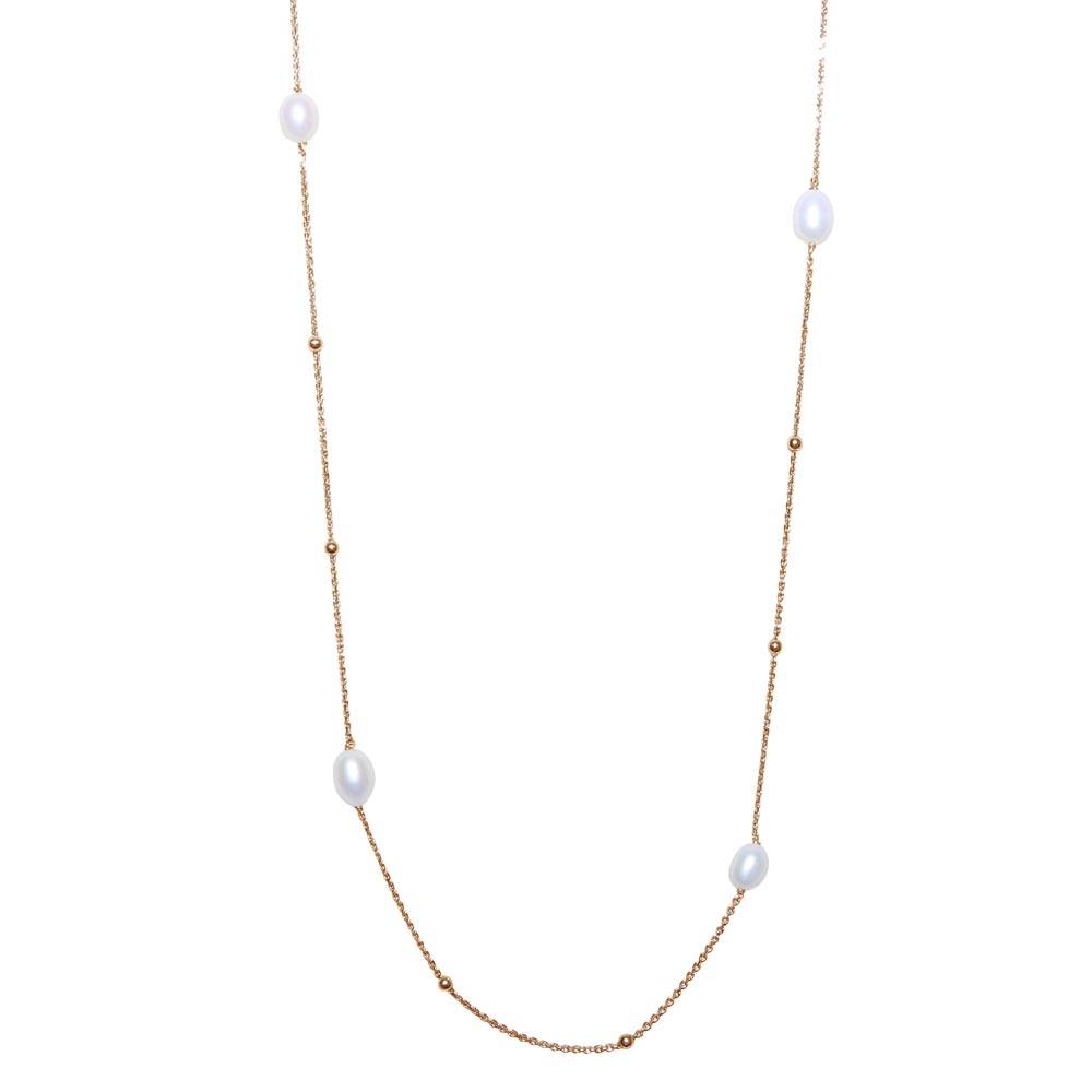 Sterling Silver Gold Plated Necklace with Freshwater Pearls and Beads