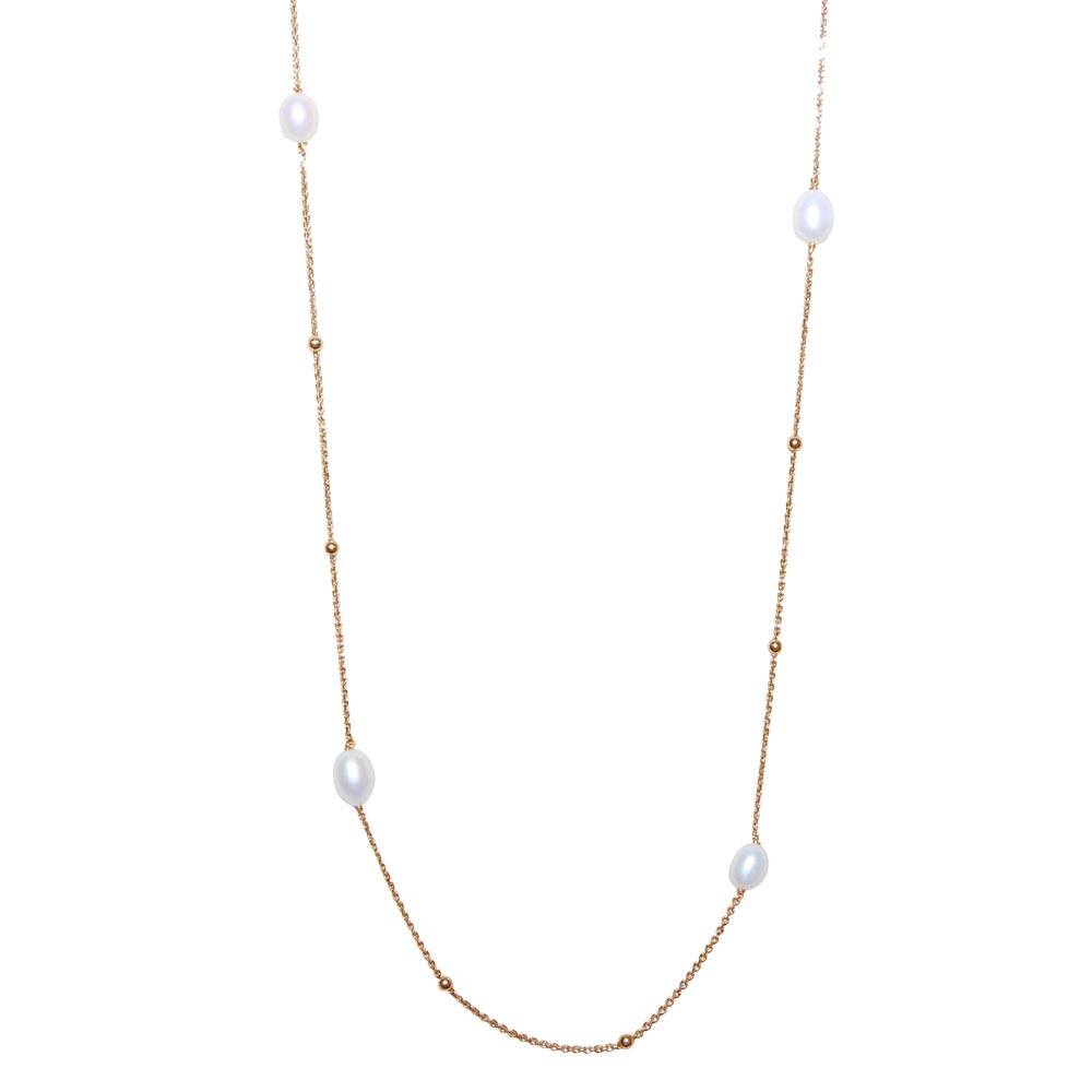 Sterling Silver Gold Plated Bead and Pearl Necklace