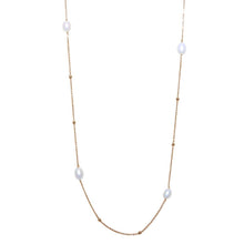 Load image into Gallery viewer, Sterling Silver Gold Plated Bead and Pearl Necklace