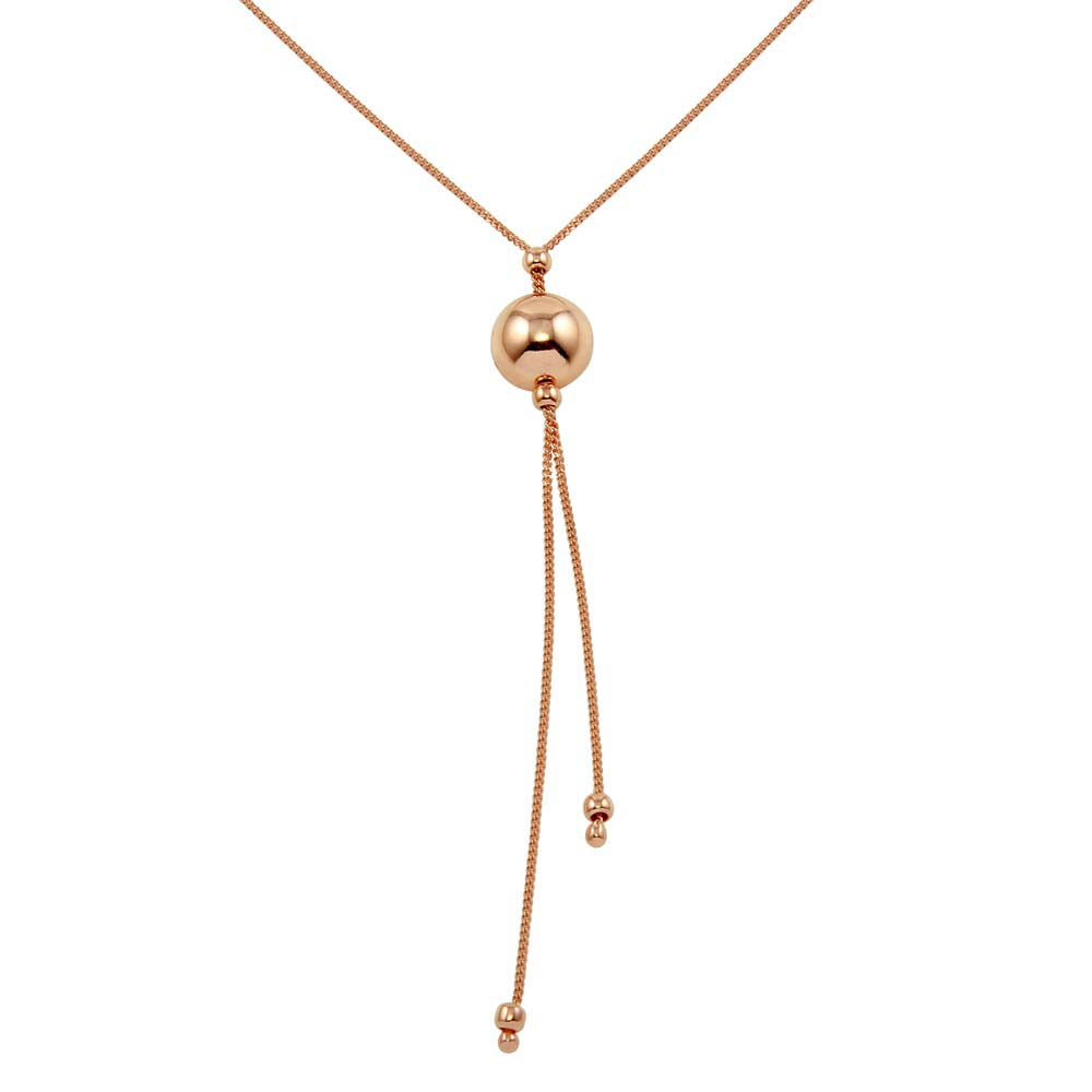 Sterling Silver Rose Gold Plated Drop Bead Necklace