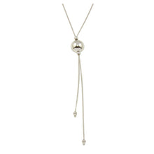 Load image into Gallery viewer, Sterling Silver Rhodium Plated Half Circle and Dangling Chains Necklace