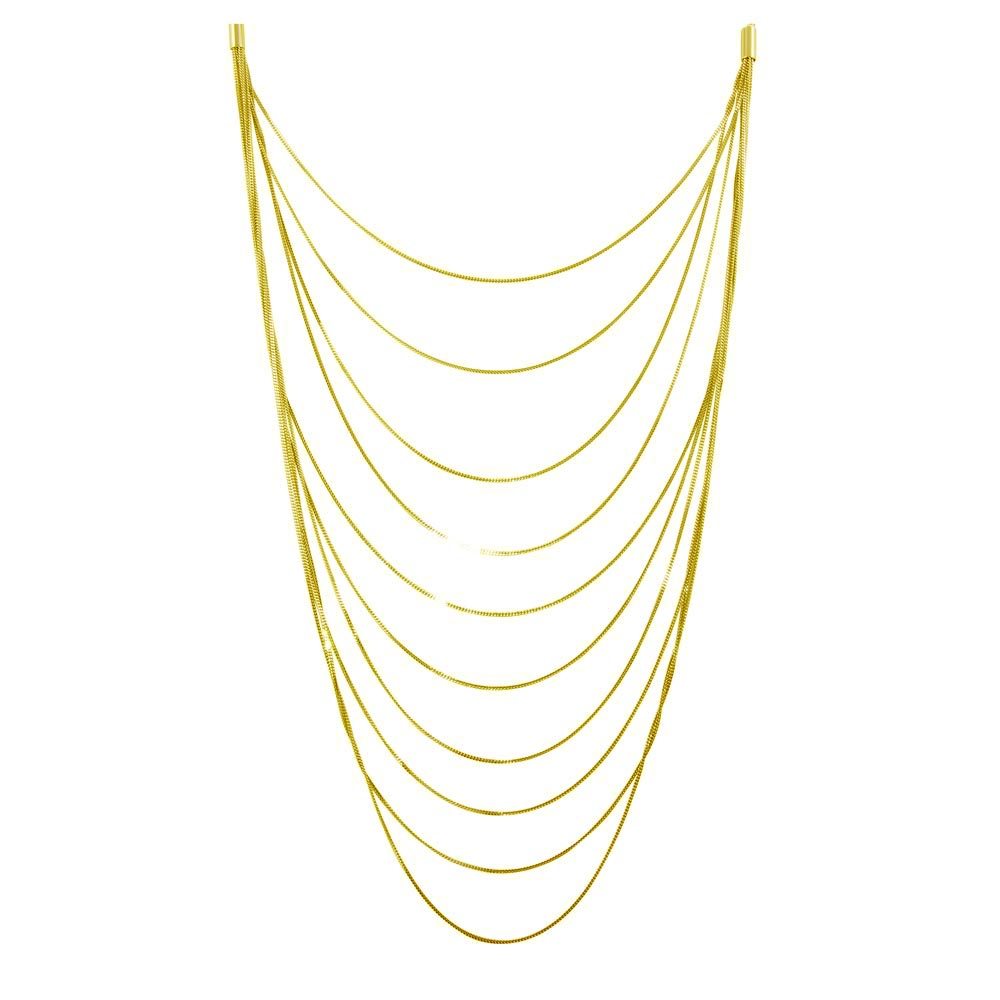 Sterling Silver Gold Plated Multiple Chain Necklace���������