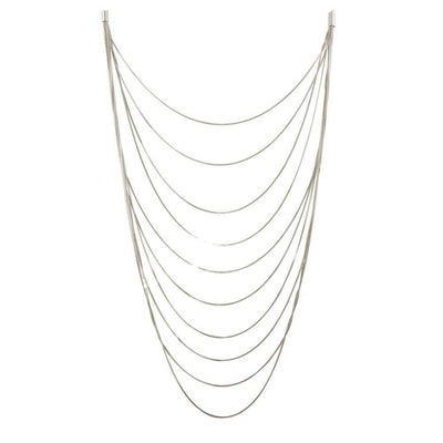 Sterling Silver Rhodium Plated Multiple Chain Necklace