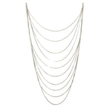 Sterling Silver Rhodium Plated Multiple Chain Necklace