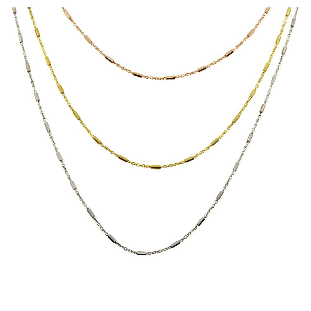 Sterling Silver Tricolor 3 Chain Necklace���������