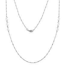 Load image into Gallery viewer, Sterling Silver Rhodium Plated Alternating Bead Crescent Moon Necklace