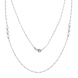 Sterling Silver Rhodium Plated Alternating Stars Chain Necklace